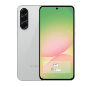 تصویر Samsung Galaxy A56 رم 8 گیگابایت از نمای جلو و پشت با رنگ مشکی براق